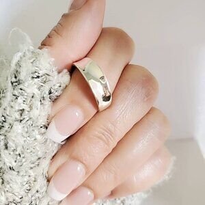 Small Concave Ring, Sterling Silver Concave Ring - 925 Stamped, Boho Chic,